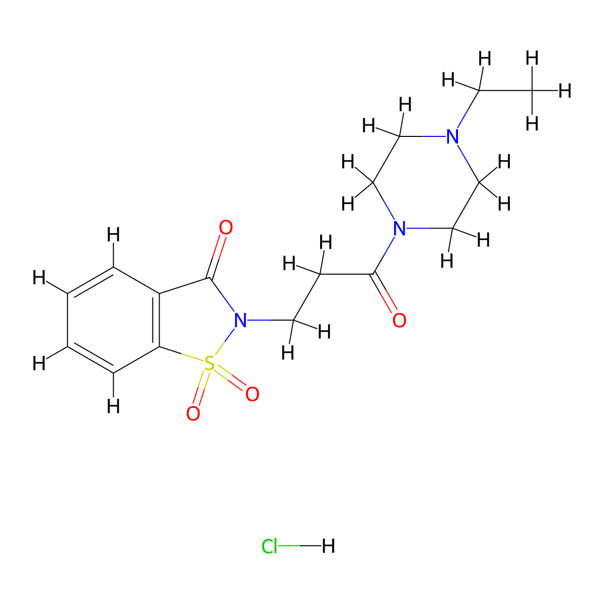 2-(3-(4-ethylpiperazin-1-yl)-3-oxopropyl)benzo[d]isothiazol-3(2H)-one 1,1-dioxide hydrochloride molecular structure, CAS 1177849-74-9