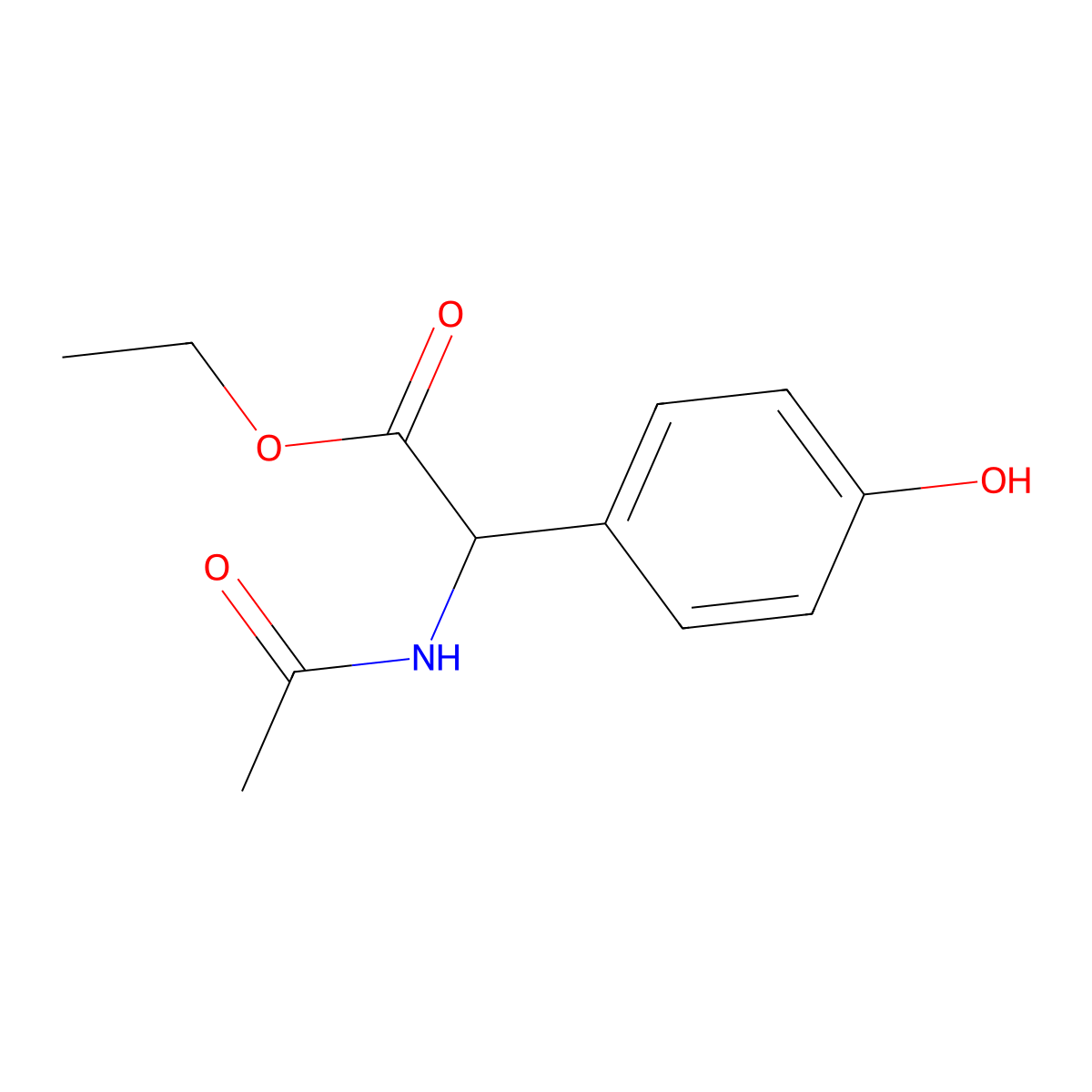 Ethyl 2-acetamido-2-(4-hydroxyphenyl)acetate molecular structure, CAS 117785-07-6