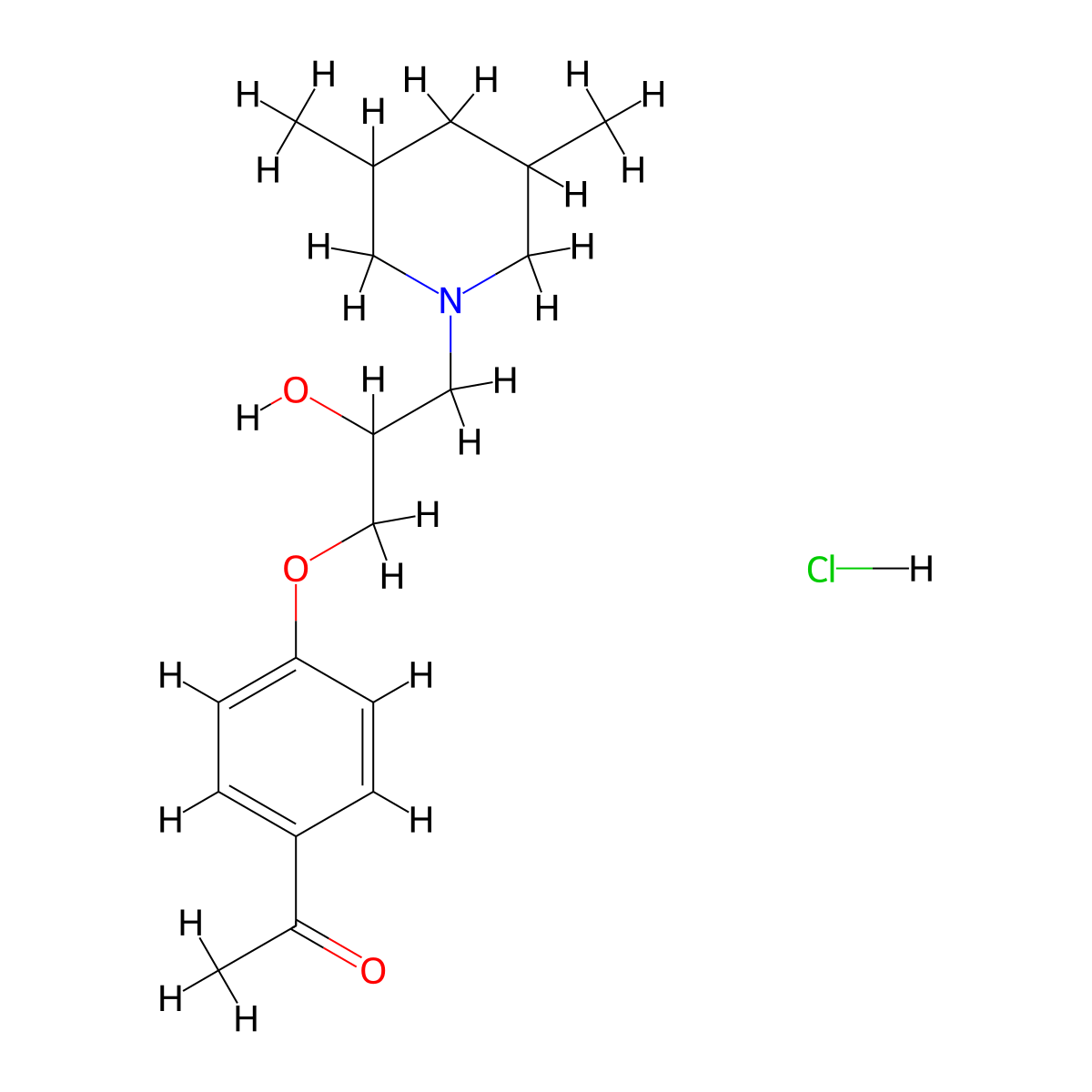 1-(4-(3-(3,5-Dimethylpiperidin-1-yl)-2-hydroxypropoxy)phenyl)ethanone hydrochloride molecular structure, CAS 1177854-65-7