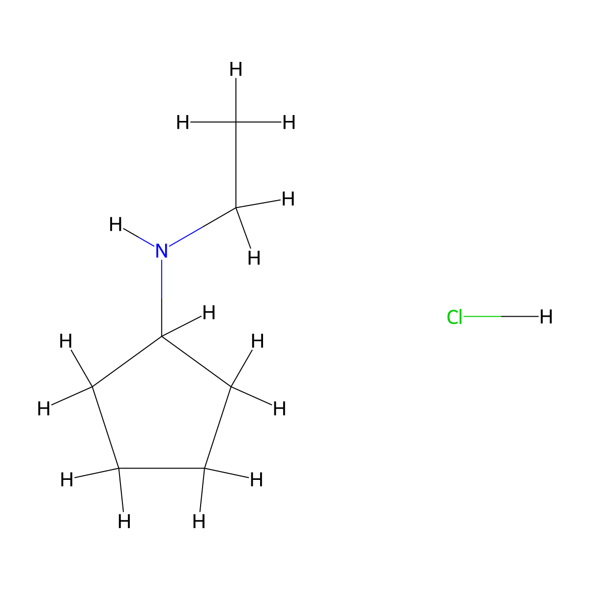 N-ethylcyclopentanamine hydrochloride molecular structure, CAS 1177860-04-6