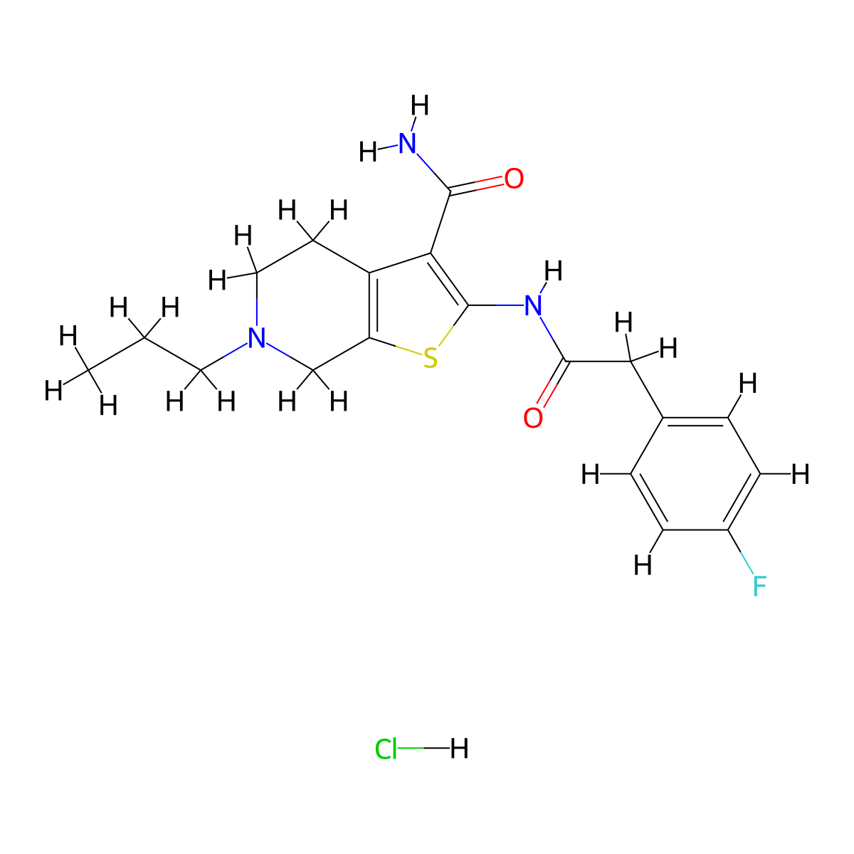 2-(2-(4-Fluorophenyl)acetamido)-6-propyl-4,5,6,7-tetrahydrothieno[2,3-c]pyridine-3-carboxamide hydrochloride molecular structure, CAS 1177863-96-5