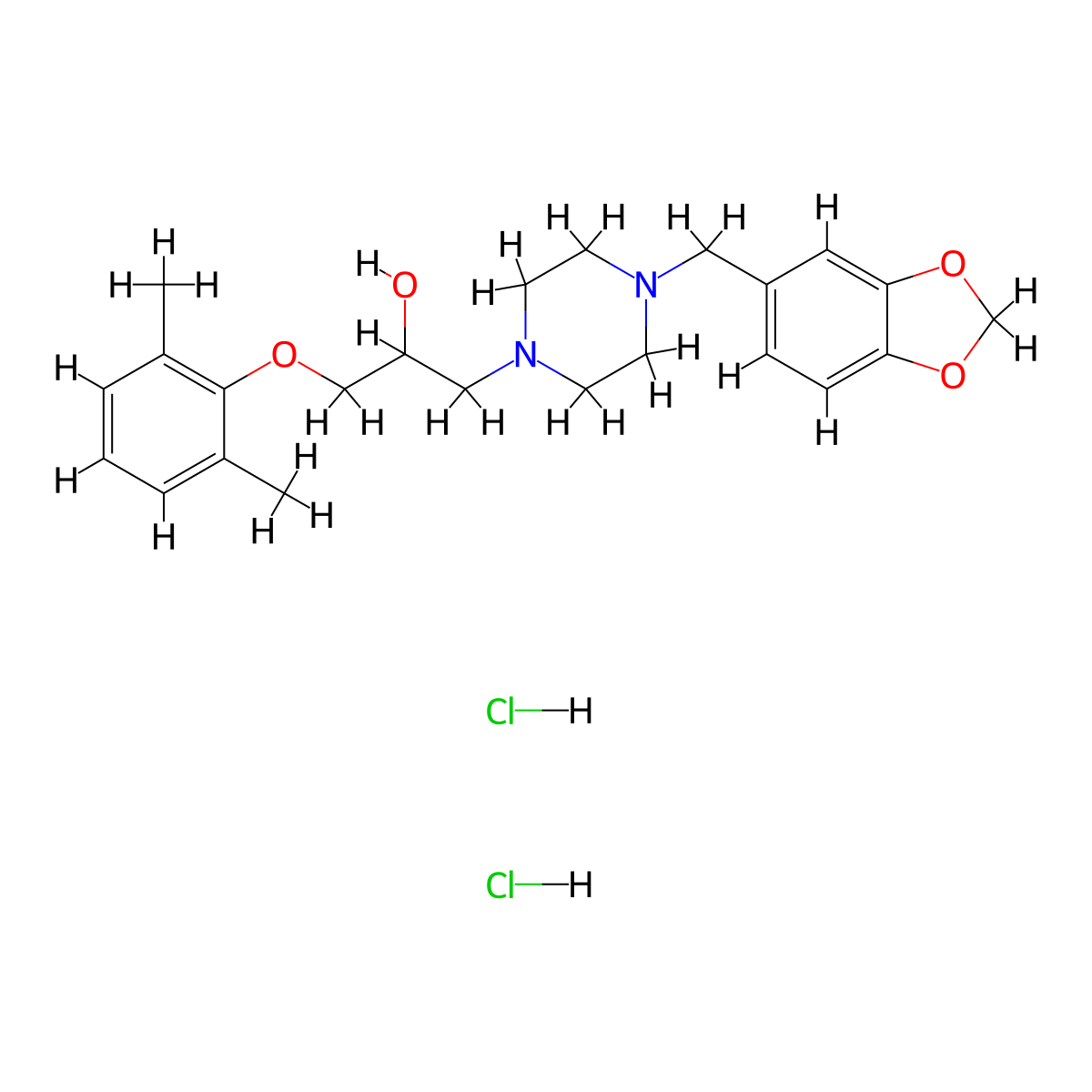 1-(4-(Benzo[d][1,3]dioxol-5-ylmethyl)piperazin-1-yl)-3-(2,6-dimethylphenoxy)propan-2-ol dihydrochloride molecular structure, CAS 1177903-42-2