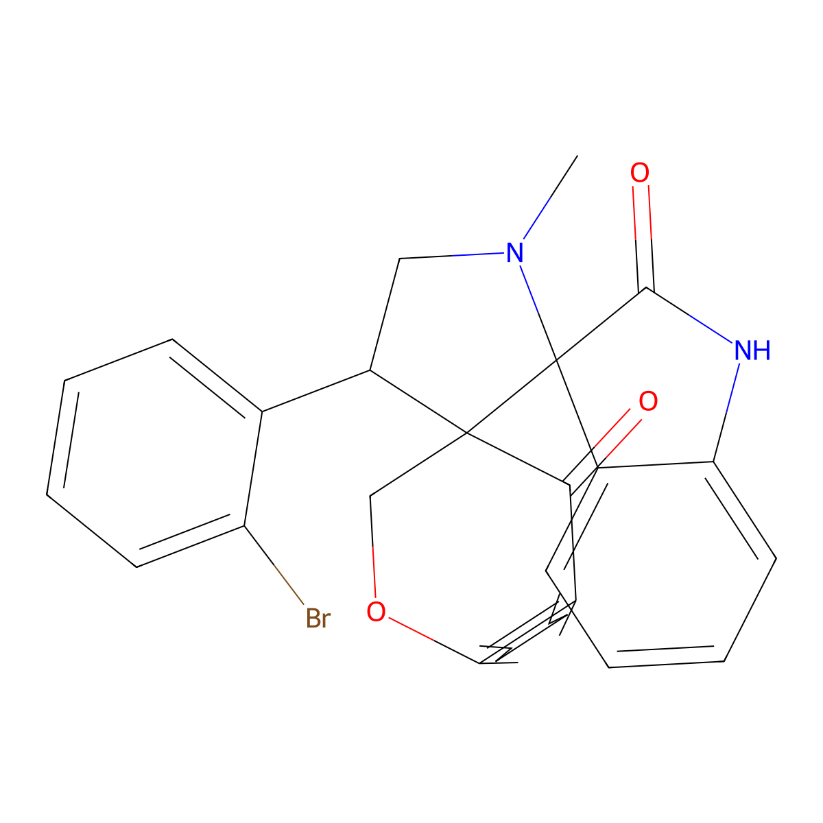 4'-(2-Bromophenyl)-1'-methyl-1'',2,2'',4-tetrahydrodispiro[1-benzopyran-3,3'-pyrrolidine-2',3''-indole]-2'',4-dione molecular structure, CAS 1177910-05-2
