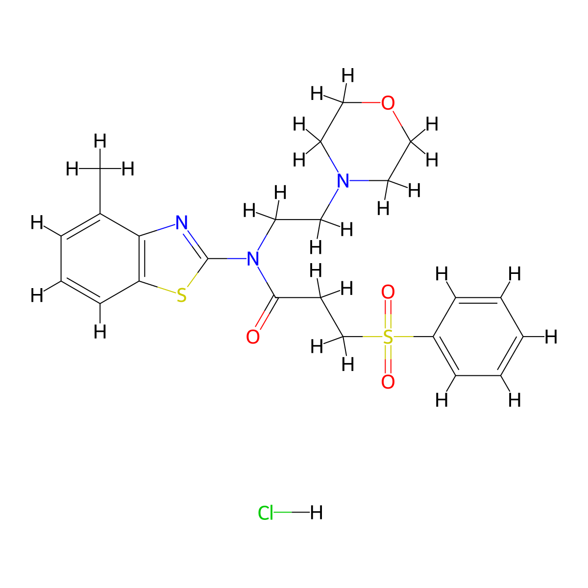 N-(4-methylbenzo[d]thiazol-2-yl)-N-(2-morpholinoethyl)-3-(phenylsulfonyl)propanamide hydrochloride molecular structure, CAS 1177912-49-0