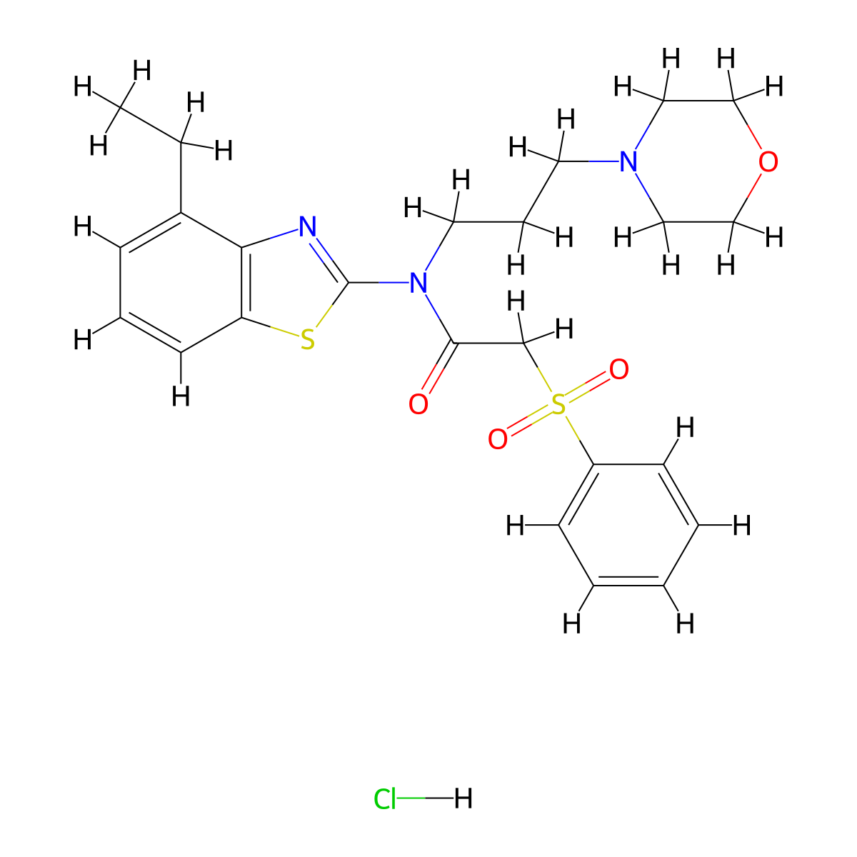 N-(4-ethylbenzo[d]thiazol-2-yl)-N-(3-morpholinopropyl)-2-(phenylsulfonyl)acetamide hydrochloride molecular structure, CAS 1177927-14-8