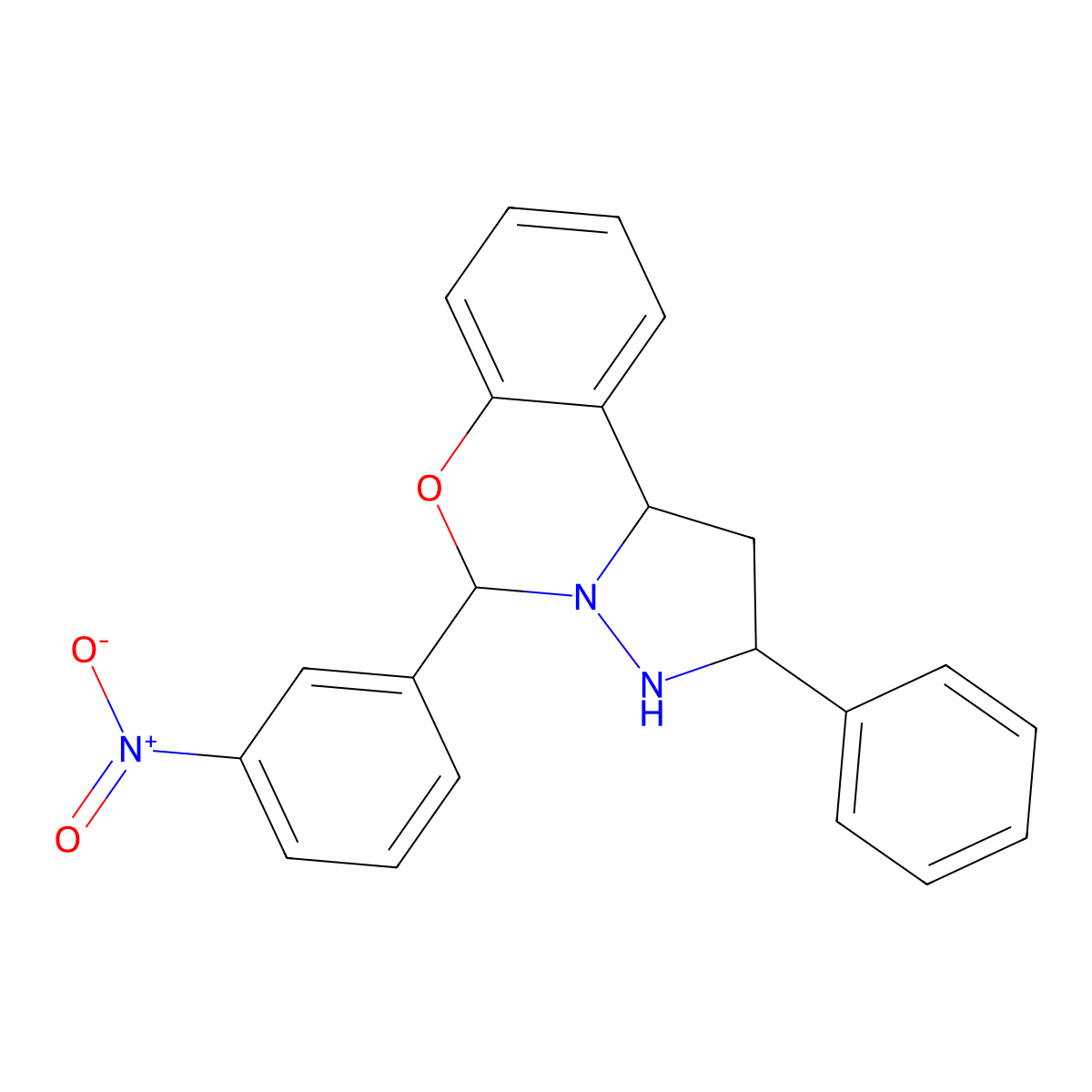 5-(3-Nitrophenyl)-2-phenyl-1,2,3,10b-tetrahydropyrazolo[1,5-c][1,3]benzoxazine molecular structure, CAS 1177955-52-0