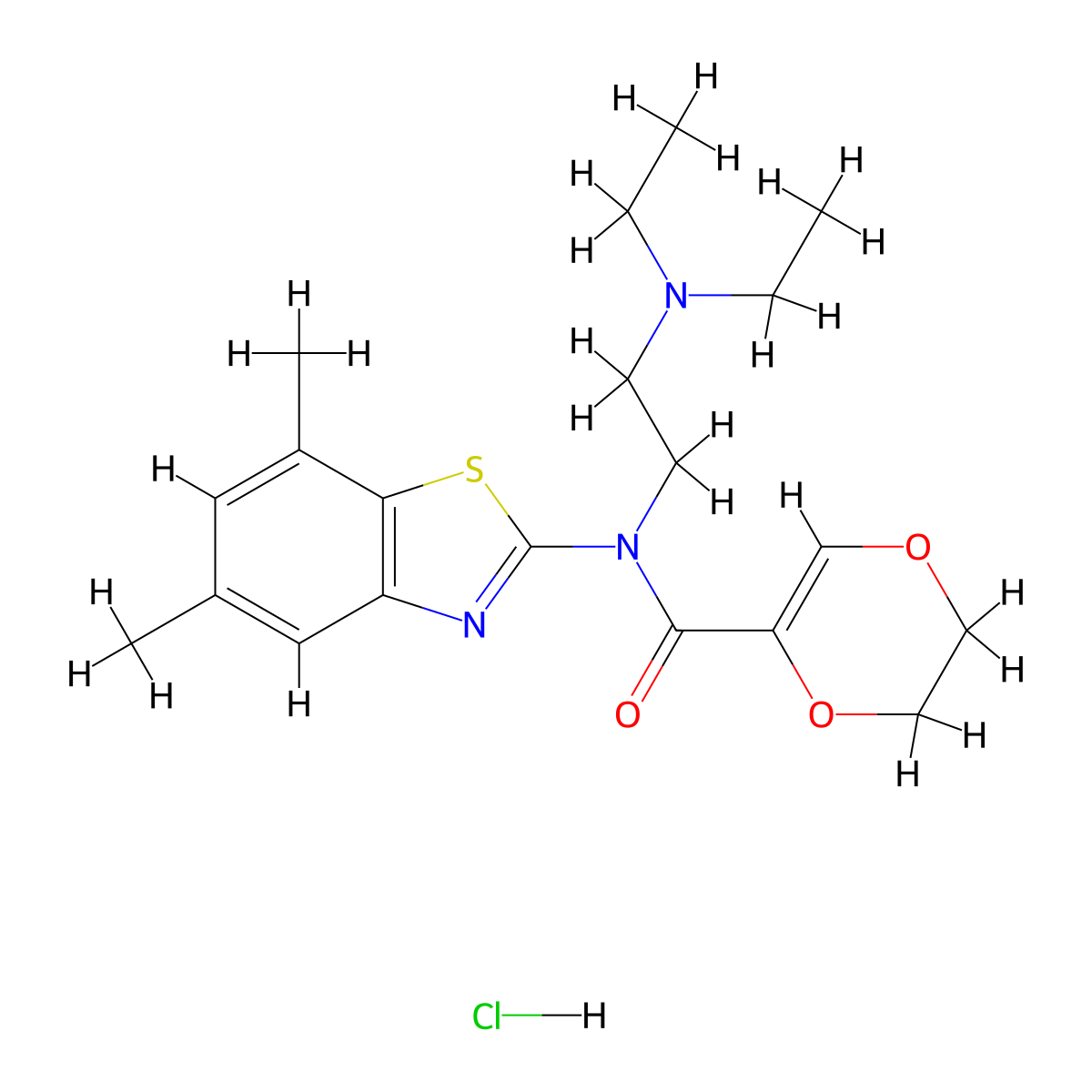 N-(2-(diethylamino)ethyl)-N-(5,7-dimethylbenzo[d]thiazol-2-yl)-5,6-dihydro-1,4-dioxine-2-carboxamide hydrochloride molecular structure, CAS 1177957-41-3