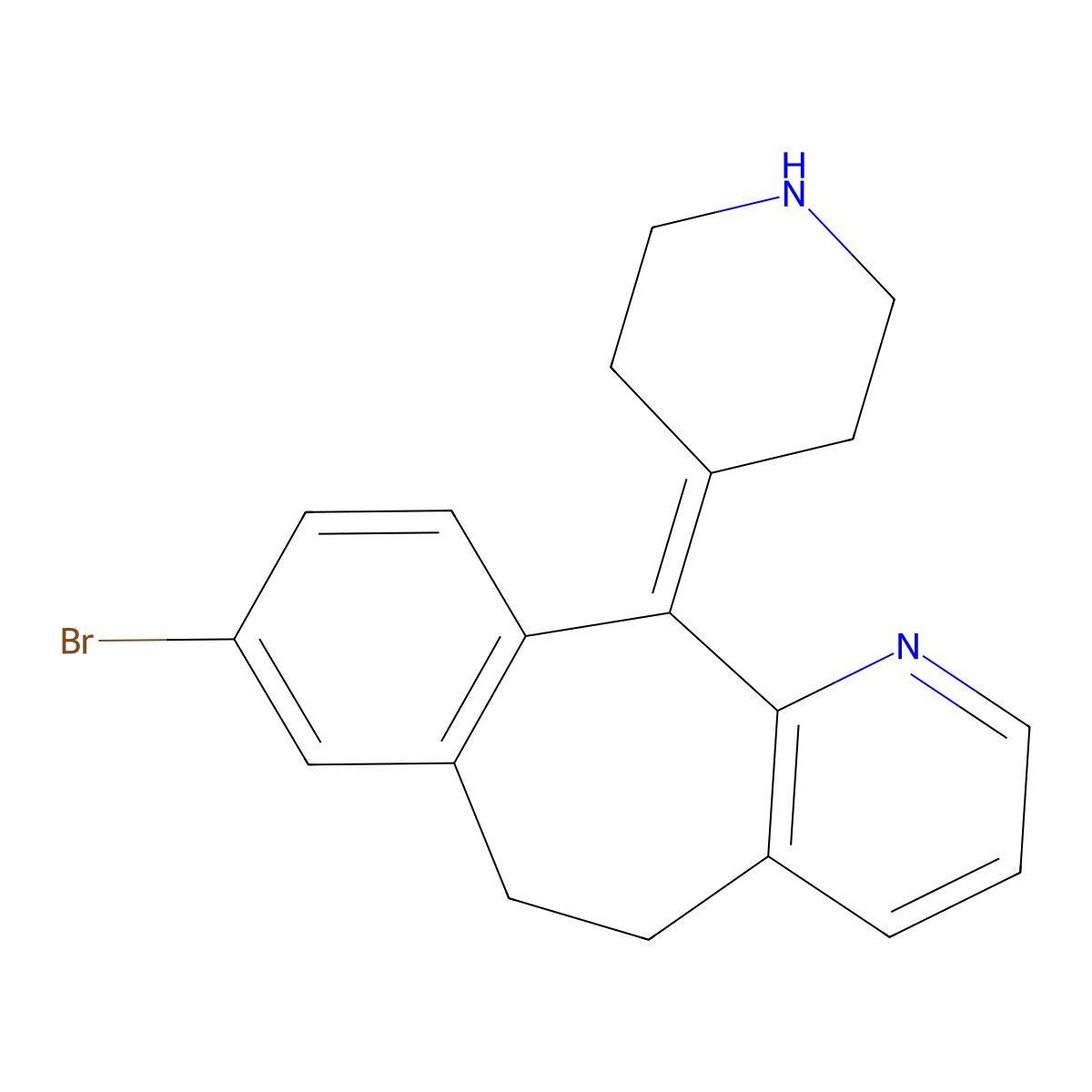 13-Bromo-2-piperidin-4-ylidene-4-azatricyclo[9.4.0.03,8]pentadeca-1(11),3(8),4,6,12,14-hexaene molecular structure, CAS 117796-50-6