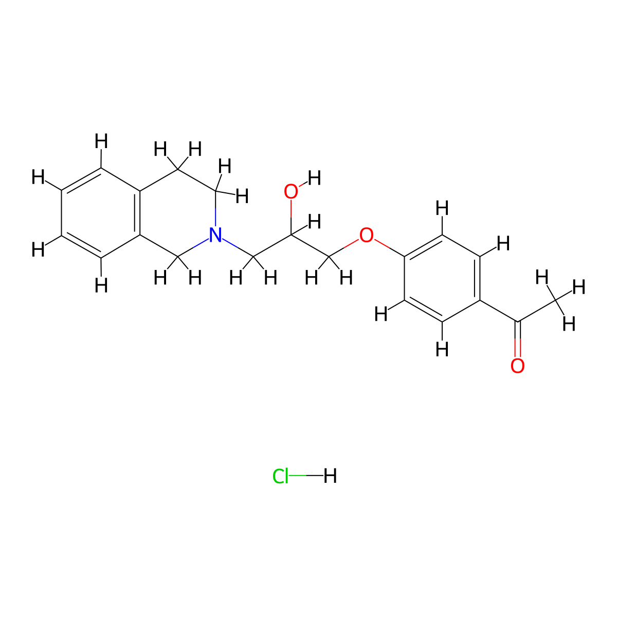 1-(4-(3-(3,4-dihydroisoquinolin-2(1H)-yl)-2-hydroxypropoxy)phenyl)ethanone hydrochloride molecular structure, CAS 1177966-31-2