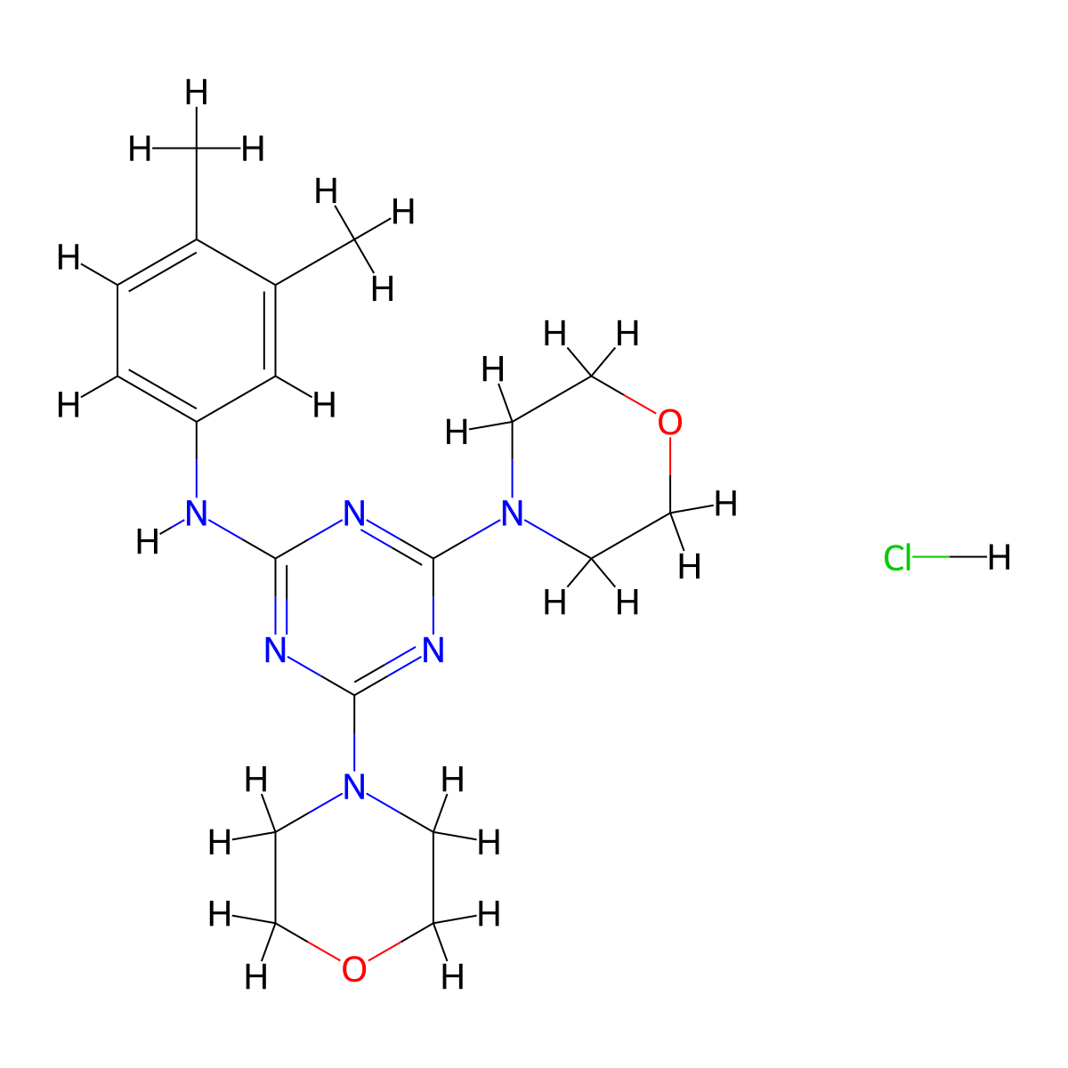 N-(3,4-dimethylphenyl)-4,6-dimorpholino-1,3,5-triazin-2-amine hydrochloride molecular structure, CAS 1177972-01-8
