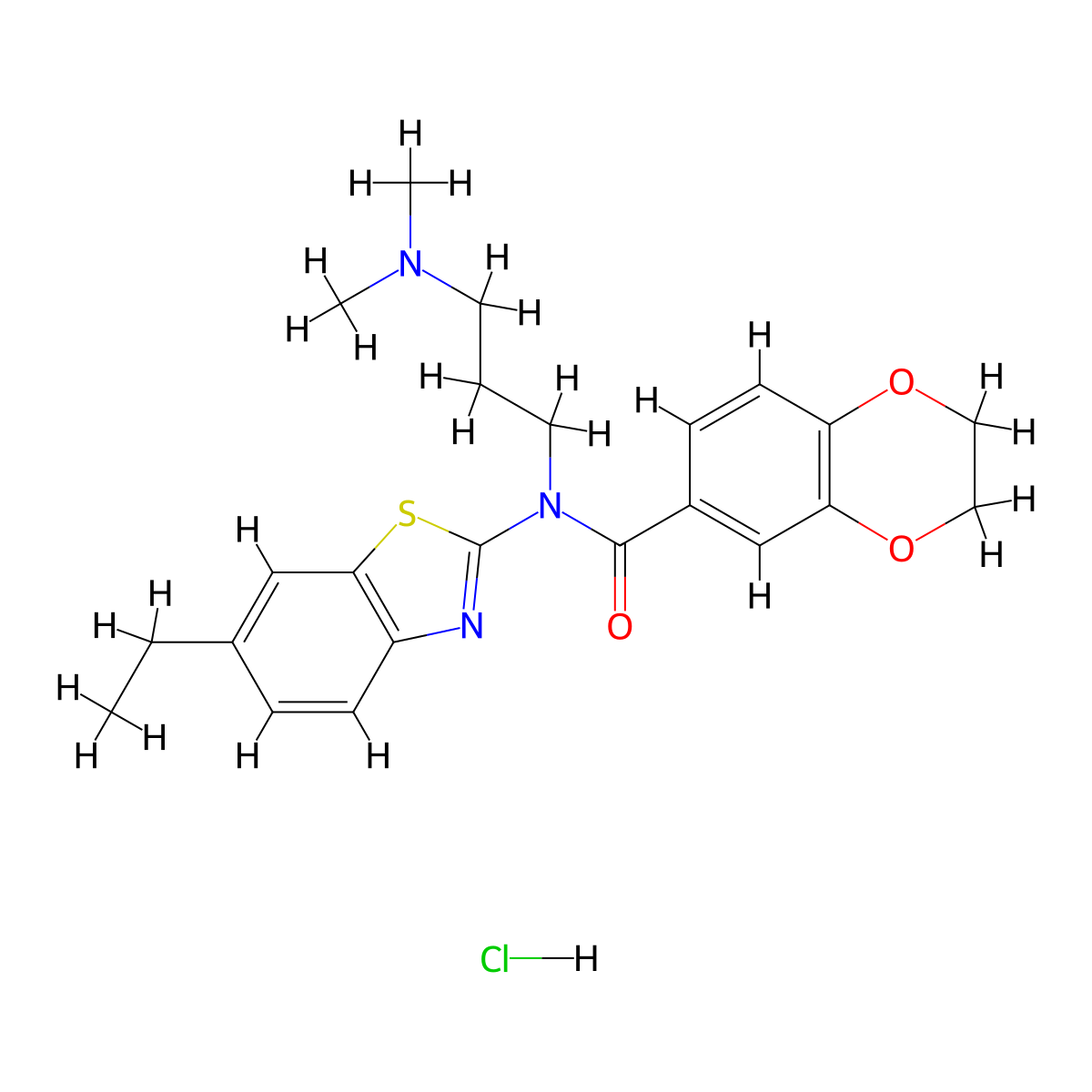 N-(3-(dimethylamino)propyl)-N-(6-ethylbenzo[d]thiazol-2-yl)-2,3-dihydrobenzo[b][1,4]dioxine-6-carboxamide hydrochloride molecular structure, CAS 1177972-38-1