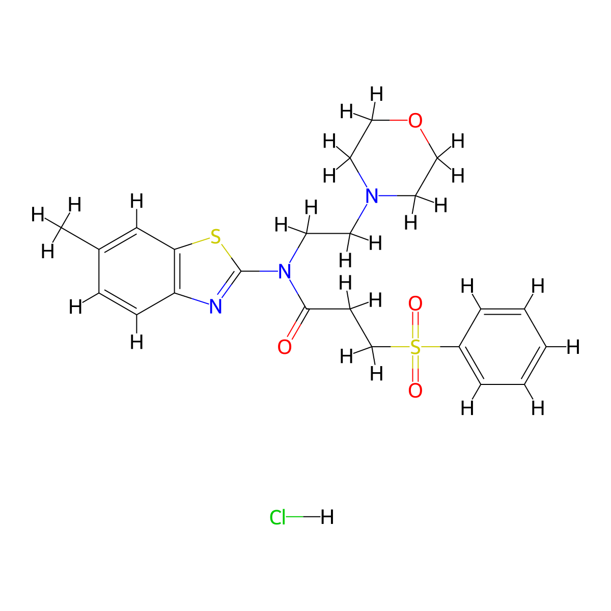 N-(6-methylbenzo[d]thiazol-2-yl)-N-(2-morpholinoethyl)-3-(phenylsulfonyl)propanamide hydrochloride molecular structure, CAS 1177979-64-4