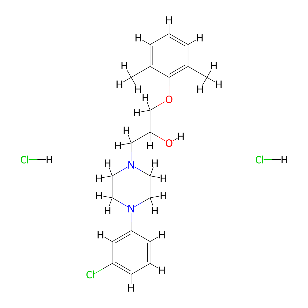 1-(4-(3-Chlorophenyl)piperazin-1-yl)-3-(2,6-dimethylphenoxy)propan-2-ol dihydrochloride molecular structure, CAS 1177991-77-3