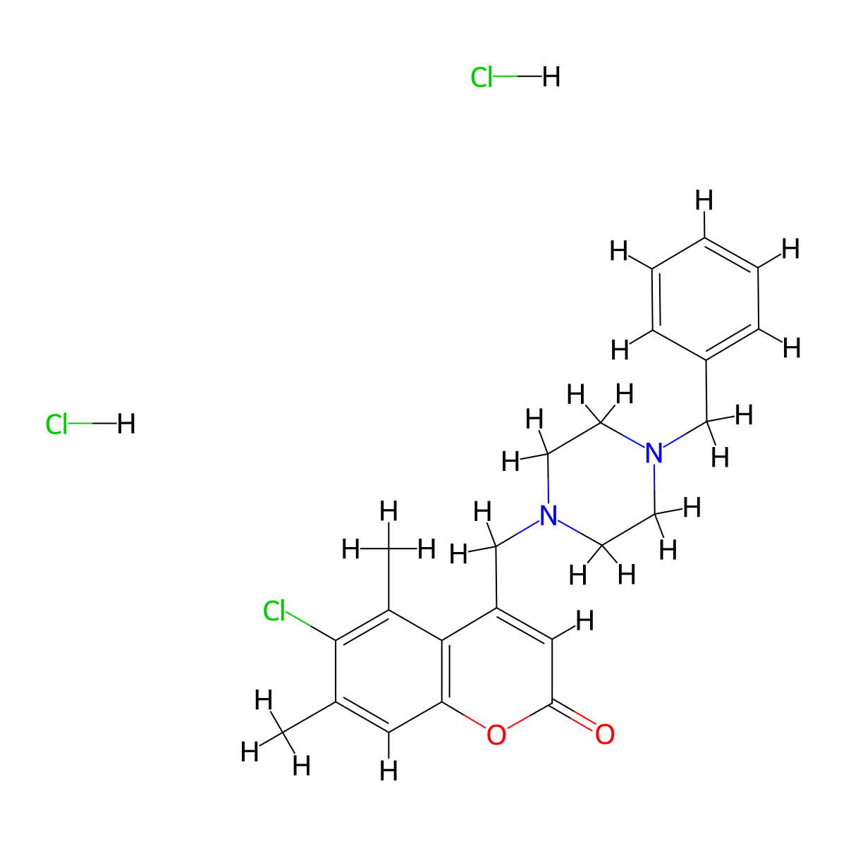 4-[(4-benzylpiperazin-1-yl)methyl]-6-chloro-5,7-dimethyl-2H-chromen-2-one dihydrochloride molecular structure, CAS 1177994-49-8