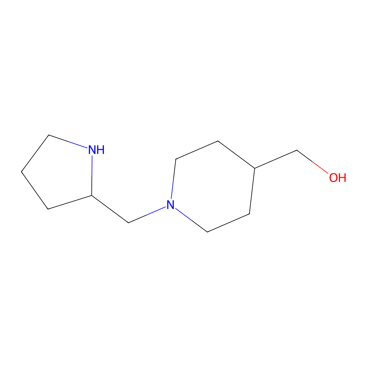 (1-{[(2S)-pyrrolidin-2-yl]methyl}piperidin-4-yl)methanol molecular structure, CAS 1177998-09-2
