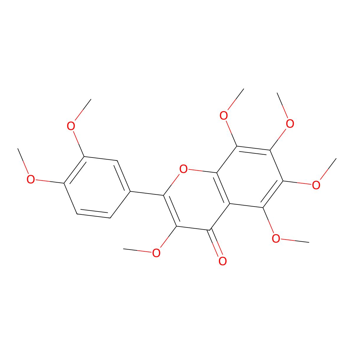 3,5,6,7,8,3',4'-Heptamethoxyflavone molecular structure, CAS 1178-24-1