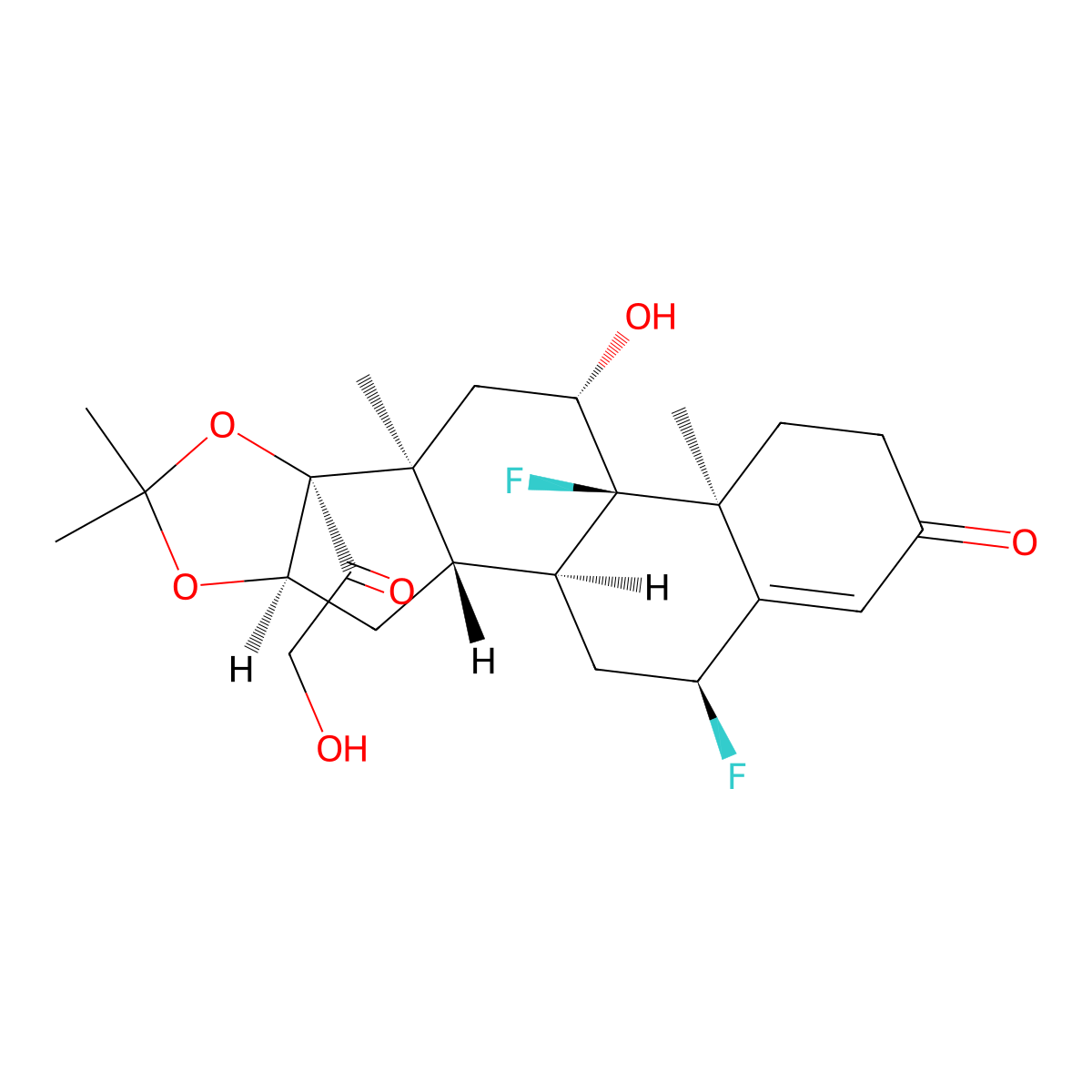 Dihydrofluocinolone acetonide molecular structure, CAS 1178-54-7