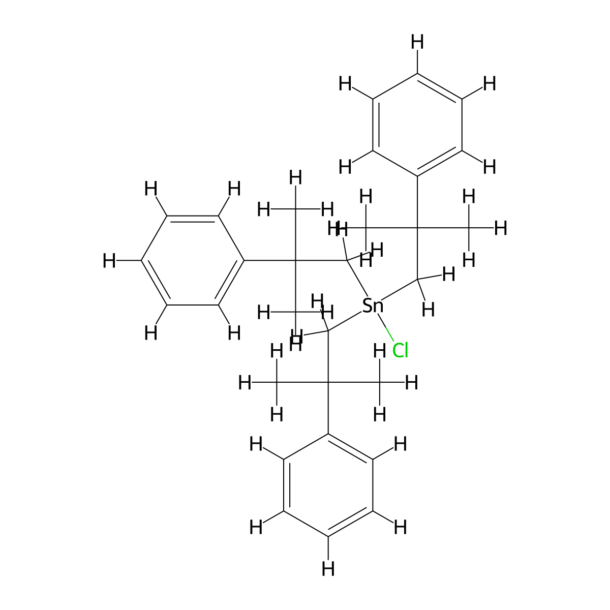 Stannane, chlorotris(2-methyl-2-phenylpropyl)- molecular structure, CAS 1178-79-6