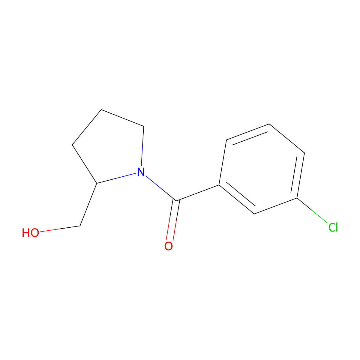 (S)-(3-Chlorophenyl)(2-(hydroxymethyl)pyrrolidin-1-yl)methanone molecular structure, CAS 1178000-67-3