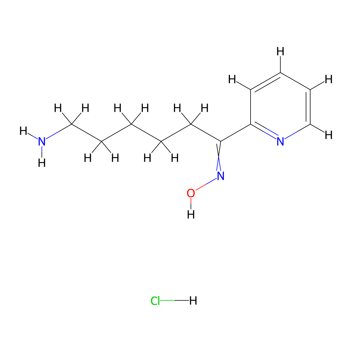 6-Amino-1-(2-pyridyl)hexan-1-one oxime;hydrochloride molecular structure, CAS 1178004-79-9
