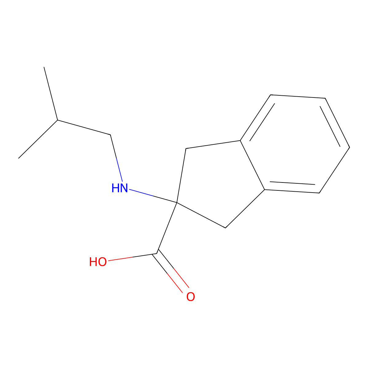2-[(2-methylpropyl)amino]-2,3-dihydro-1H-indene-2-carboxylic acid molecular structure, CAS 1178012-37-7