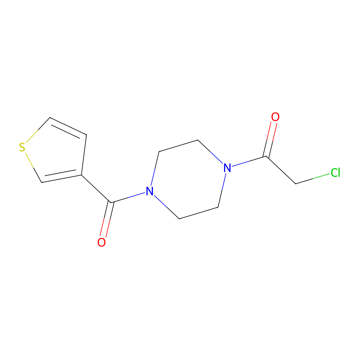 2-Chloro-1-(4-(thiophene-3-carbonyl)piperazin-1-yl)ethanone molecular structure, CAS 1178020-04-6
