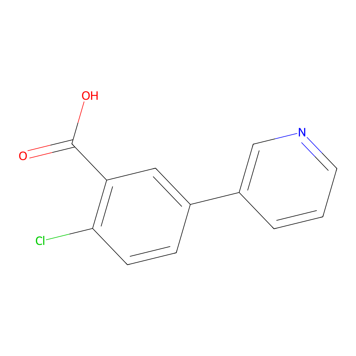 2-Chloro-5-(pyridin-3-yl)benzoic acid molecular structure, CAS 1178054-55-1