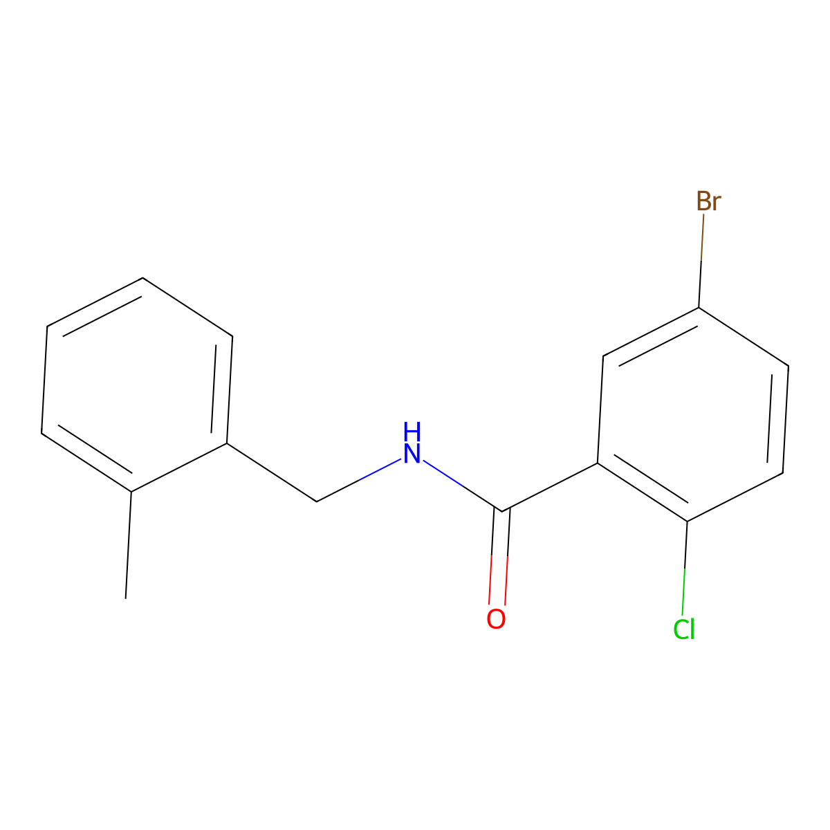 5-bromo-2-chloro-N-[(2-methylphenyl)methyl]benzamide molecular structure, CAS 1178060-65-5