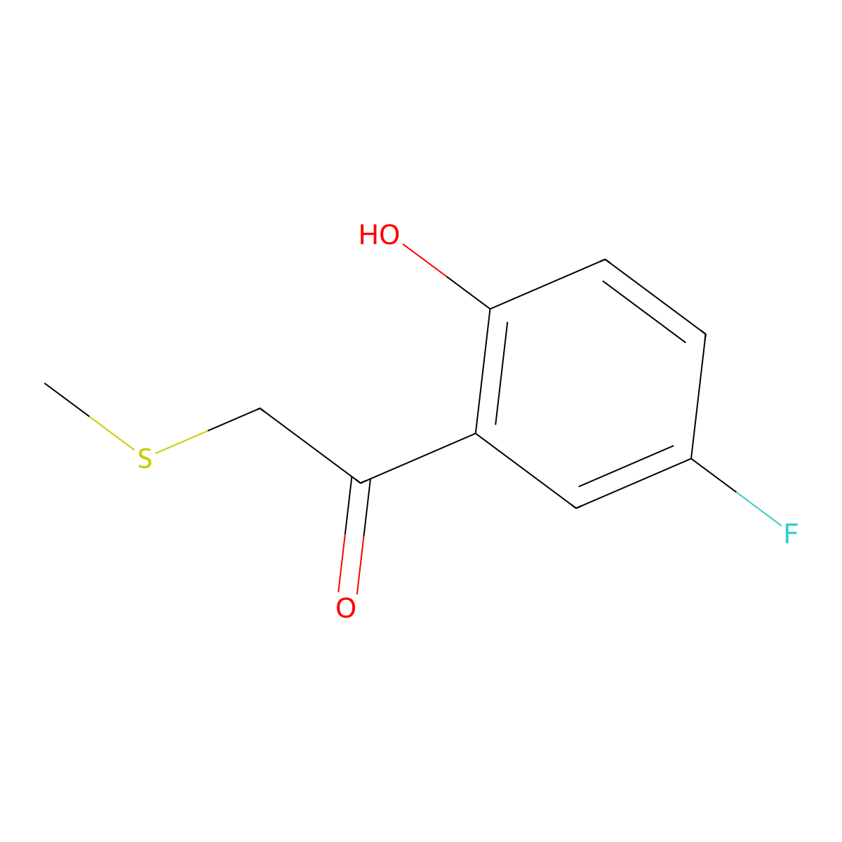 1-(5-Fluoro-2-hydroxyphenyl)-2-(methylsulfanyl)ethan-1-one molecular structure, CAS 1178063-17-6