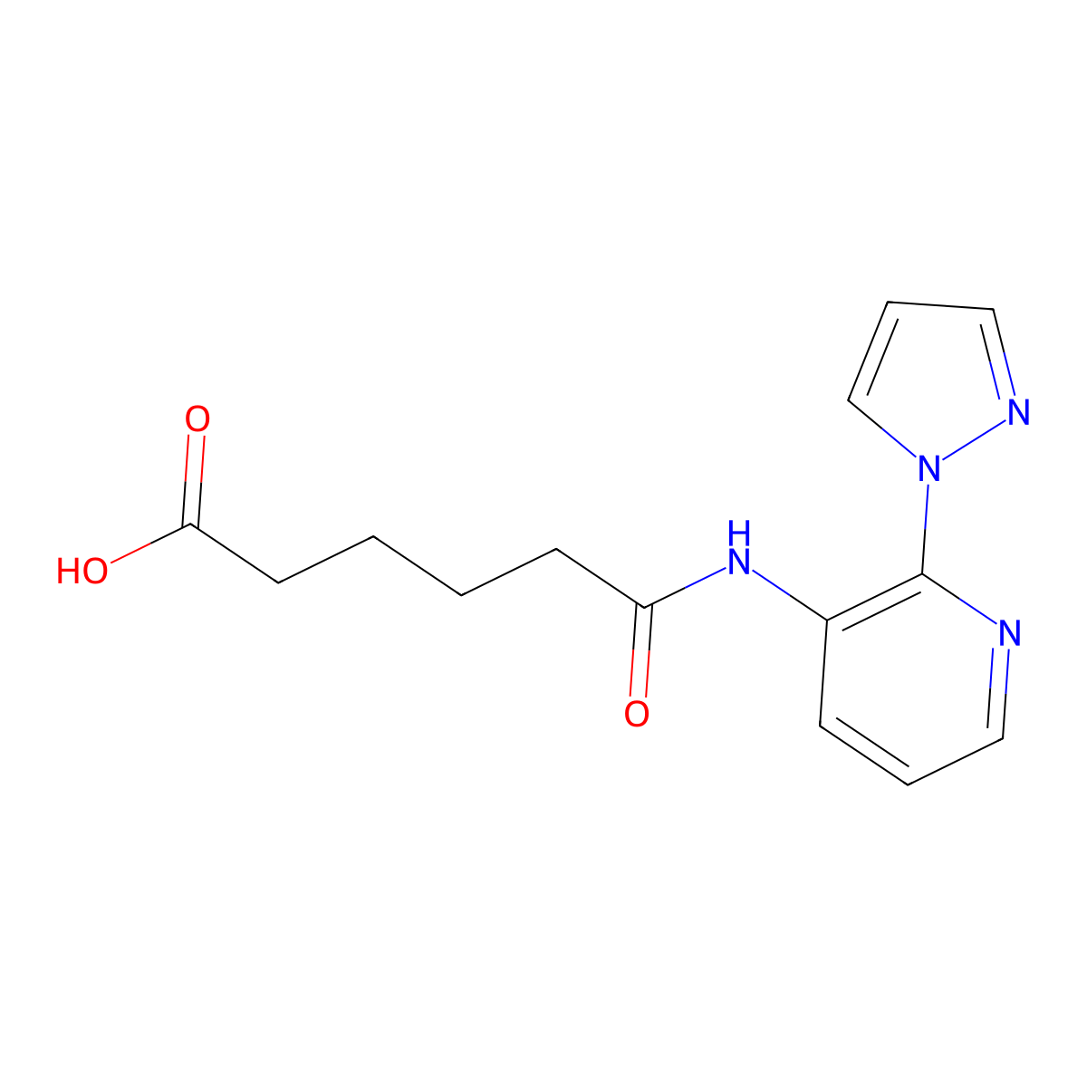 5-{[2-(1H-pyrazol-1-yl)pyridin-3-yl]carbamoyl}pentanoic acid molecular structure, CAS 1178063-29-0