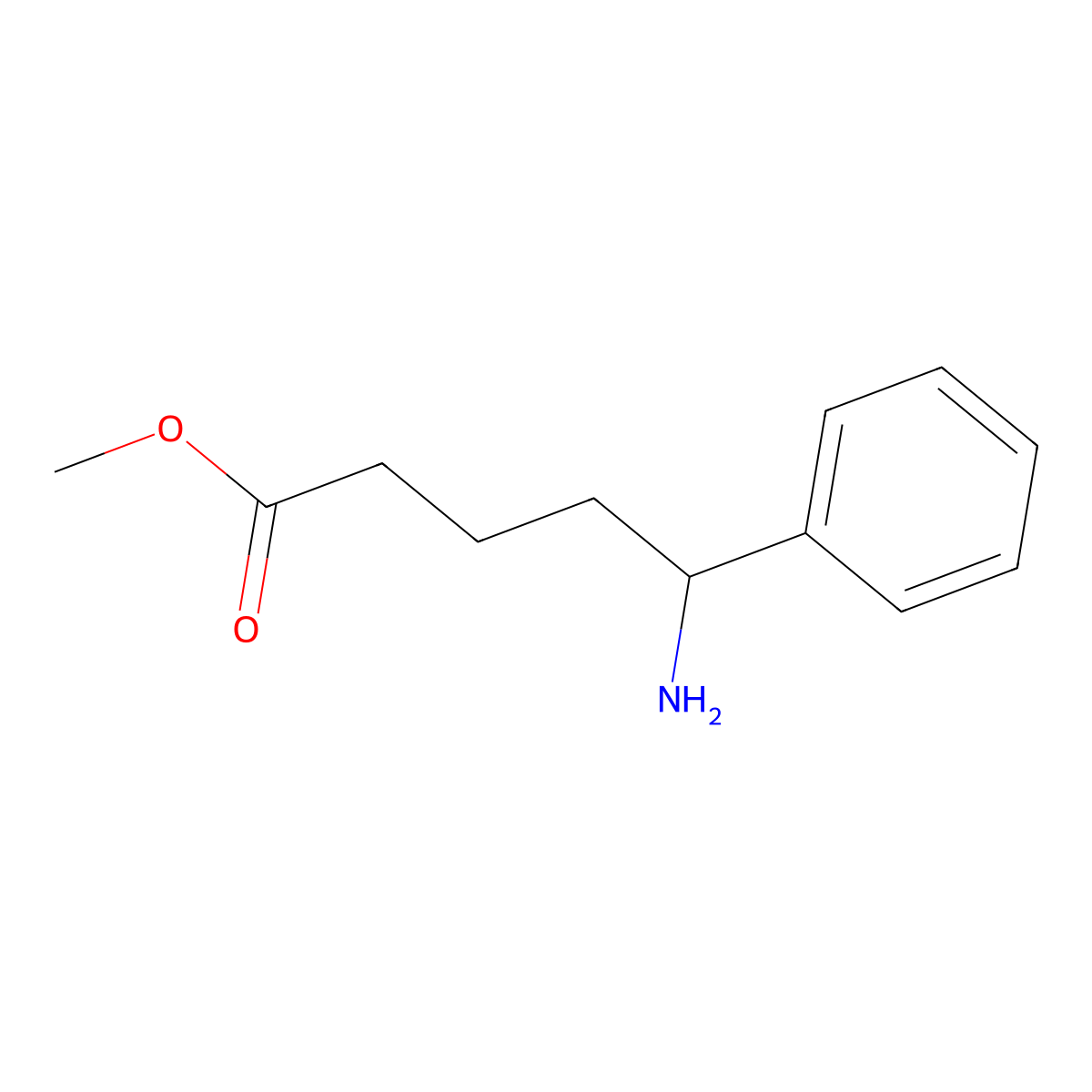 Methyl 5-amino-5-phenylpentanoate molecular structure, CAS 1178063-45-0