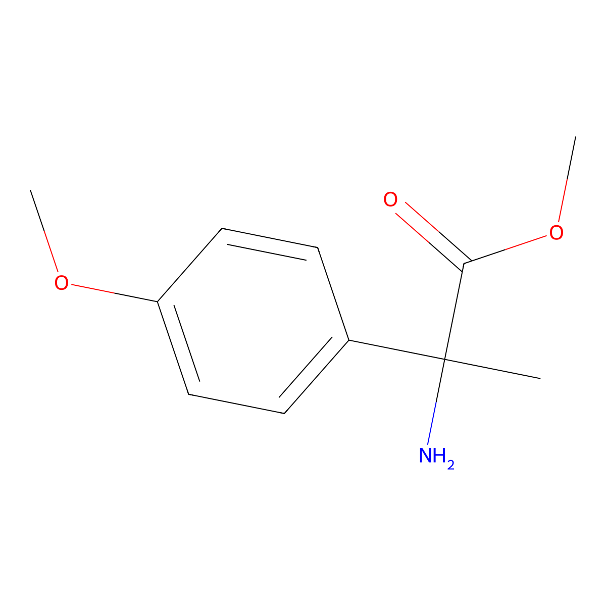 Methyl 2-amino-2-(4-methoxyphenyl)propanoate molecular structure, CAS 1178066-89-1