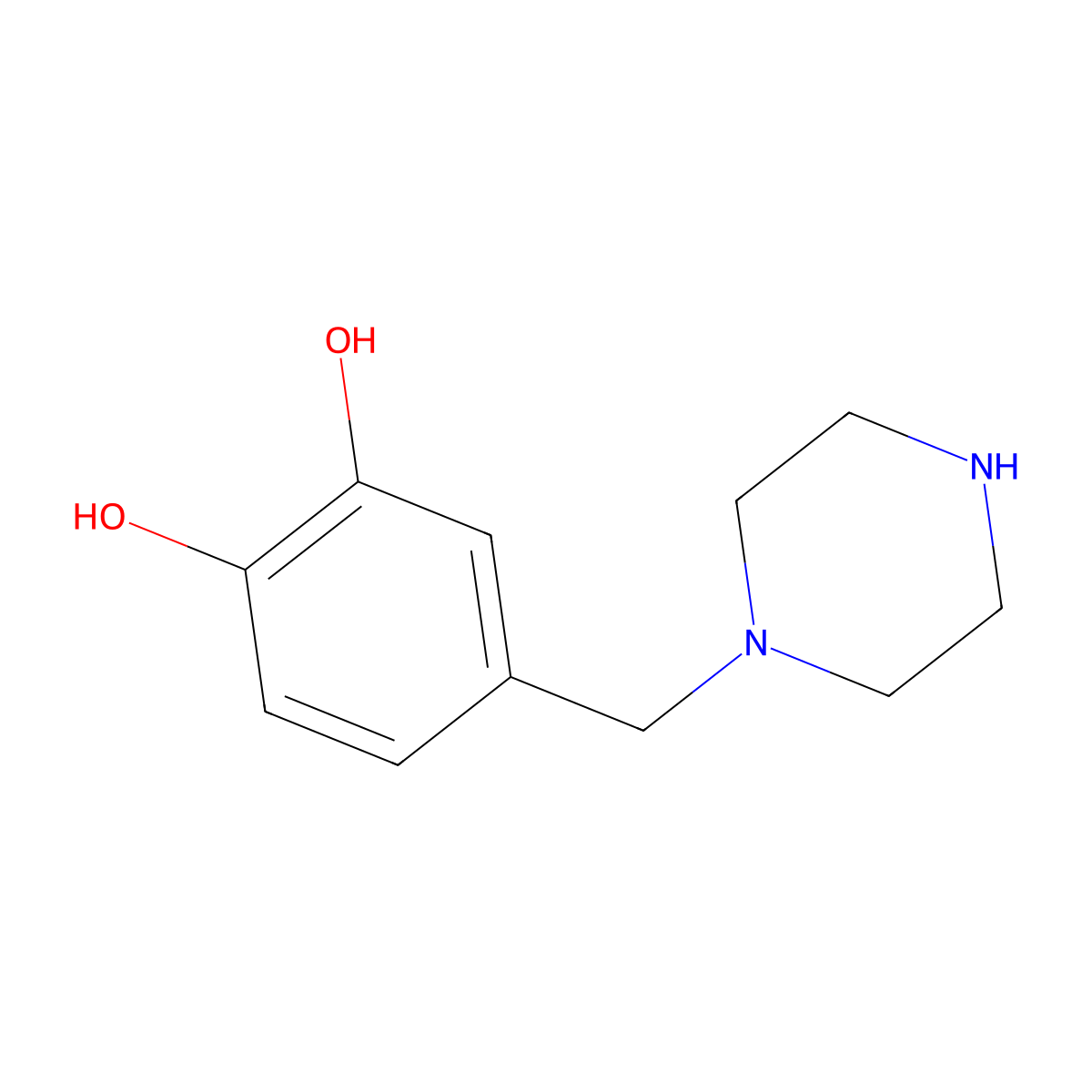 4-(Piperazin-1-ylmethyl)benzene-1,2-diol molecular structure, CAS 1178067-02-1