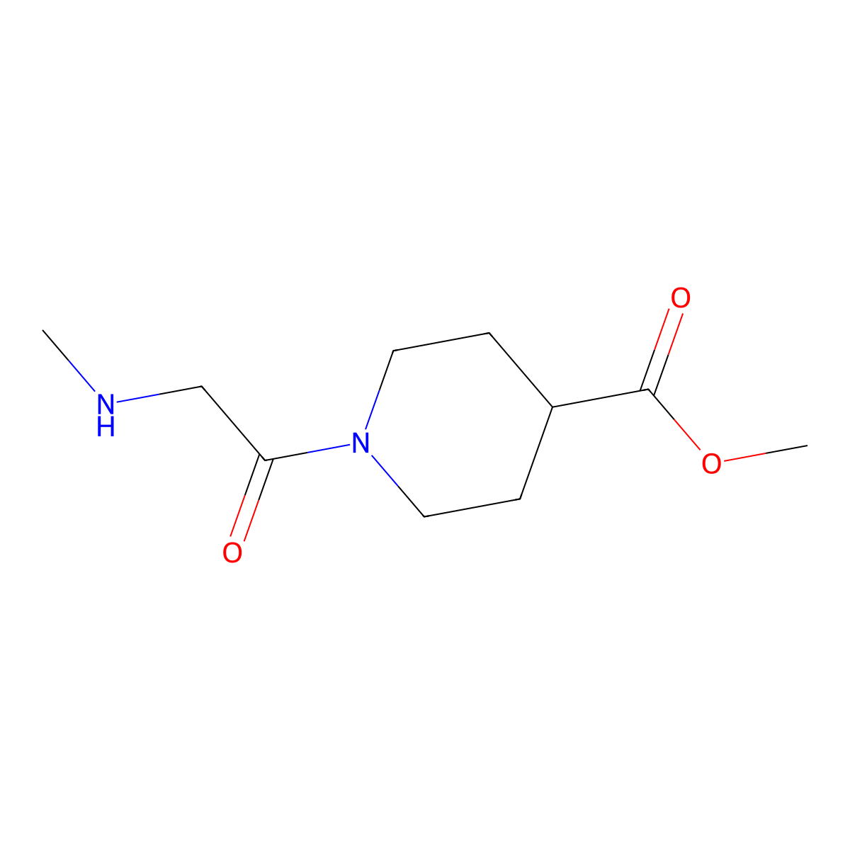 Methyl 1-(methylglycyl)piperidine-4-carboxylate molecular structure, CAS 1178070-80-8