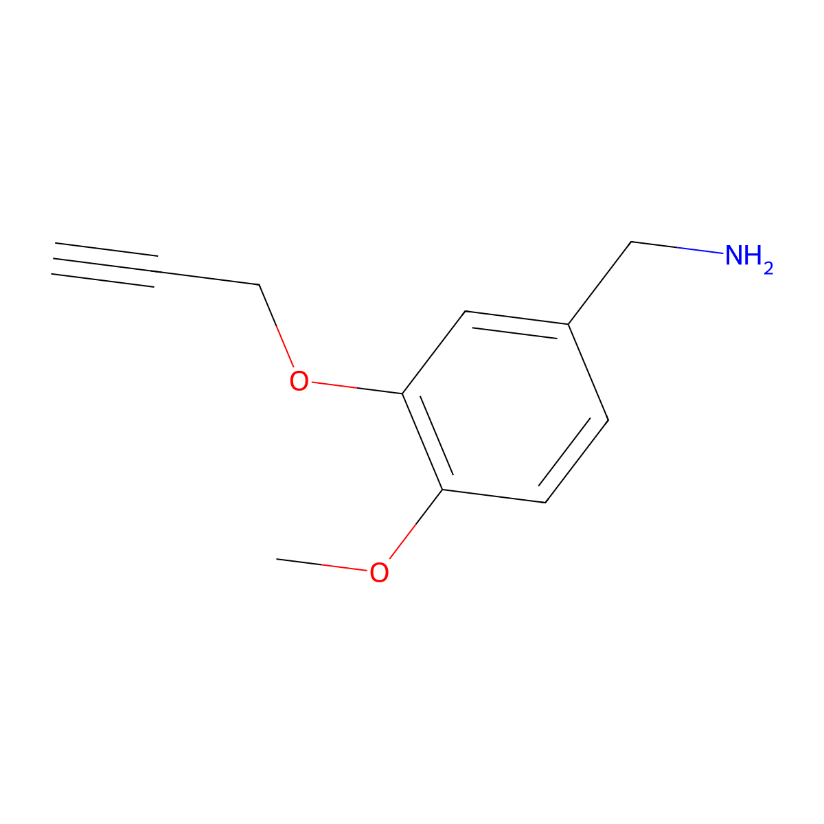 (4-Methoxy-3-(prop-2-yn-1-yloxy)phenyl)methanamine molecular structure, CAS 1178071-23-2