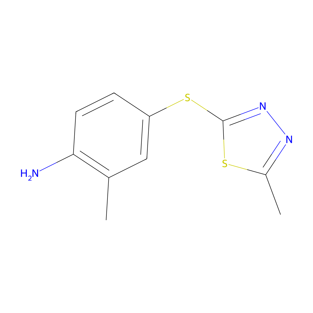 2-Methyl-4-[(5-methyl-1,3,4-thiadiazol-2-yl)sulfanyl]aniline molecular structure, CAS 1178072-62-2