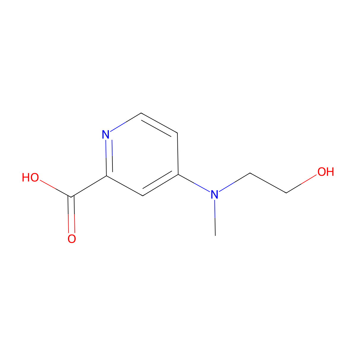 4-[(2-Hydroxyethyl)(methyl)amino]pyridine-2-carboxylic acid molecular structure, CAS 1178081-92-9