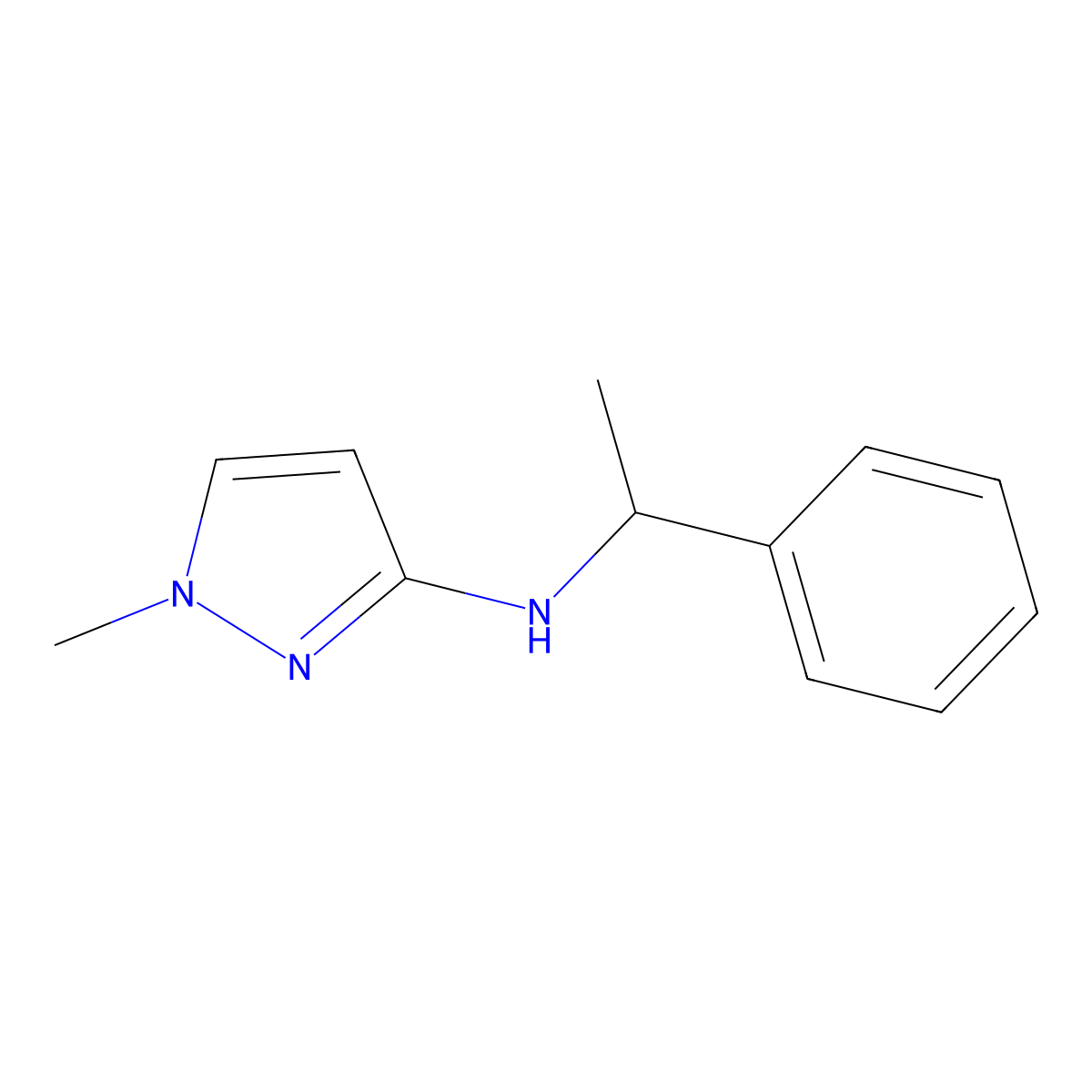 1-Methyl-N-(1-phenylethyl)-1H-pyrazol-3-amine molecular structure, CAS 1178085-77-2