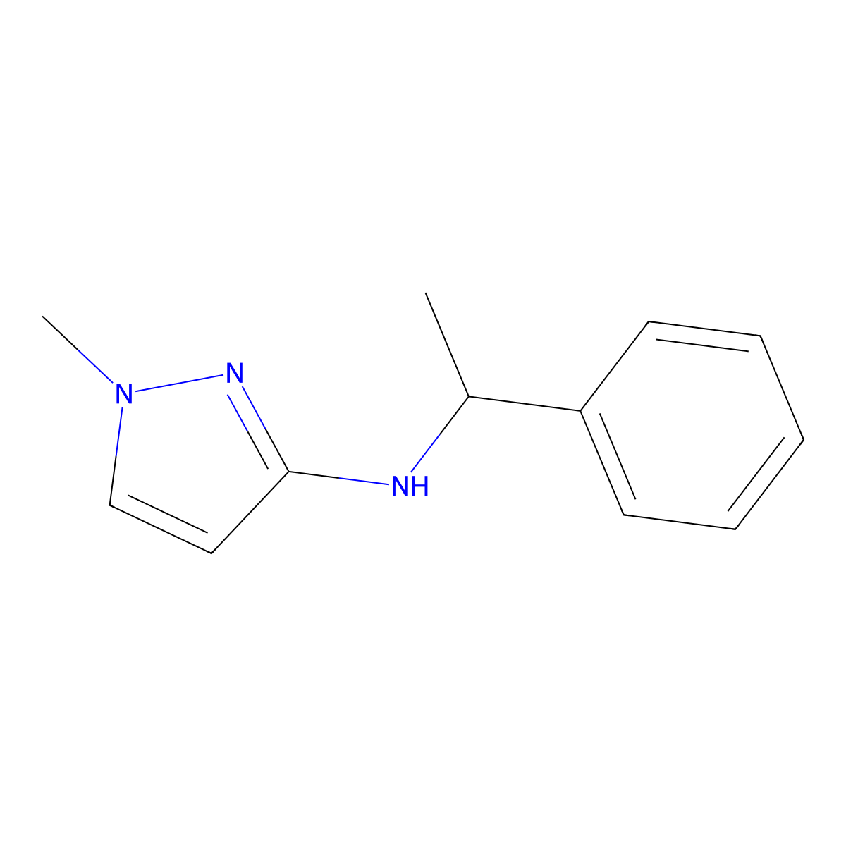 1-Methyl-N-(1-phenylethyl)-1H-pyrazol-3-amine molecular structure, CAS 1178085-77-2