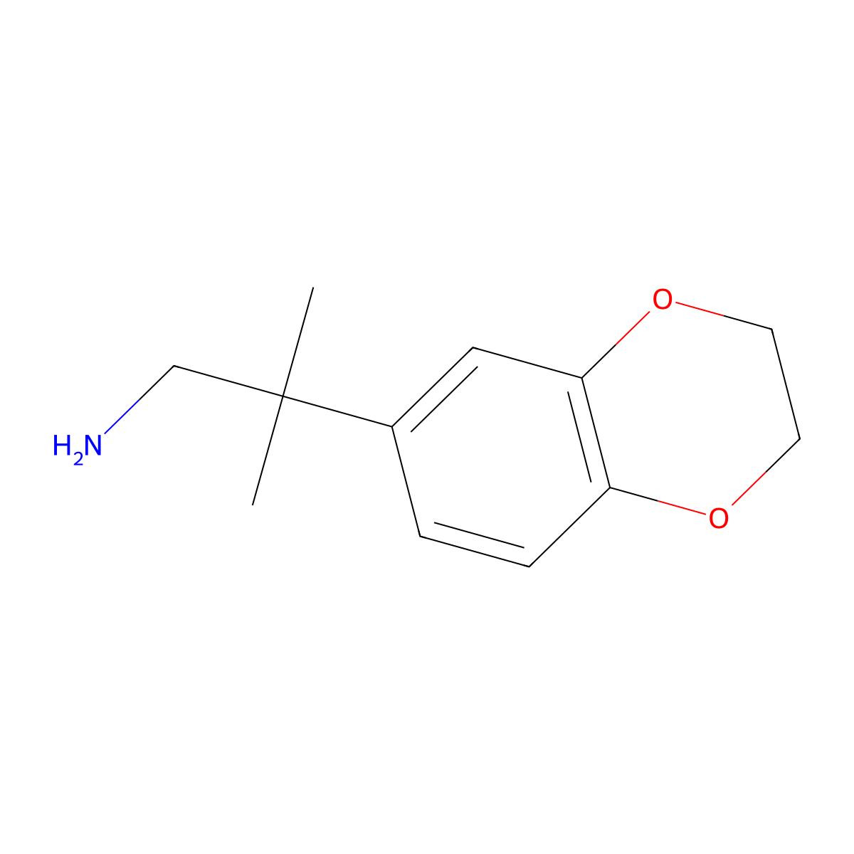2-(2,3-Dihydro-1,4-benzodioxin-6-yl)-2-methylpropan-1-amine molecular structure, CAS 1178088-18-0