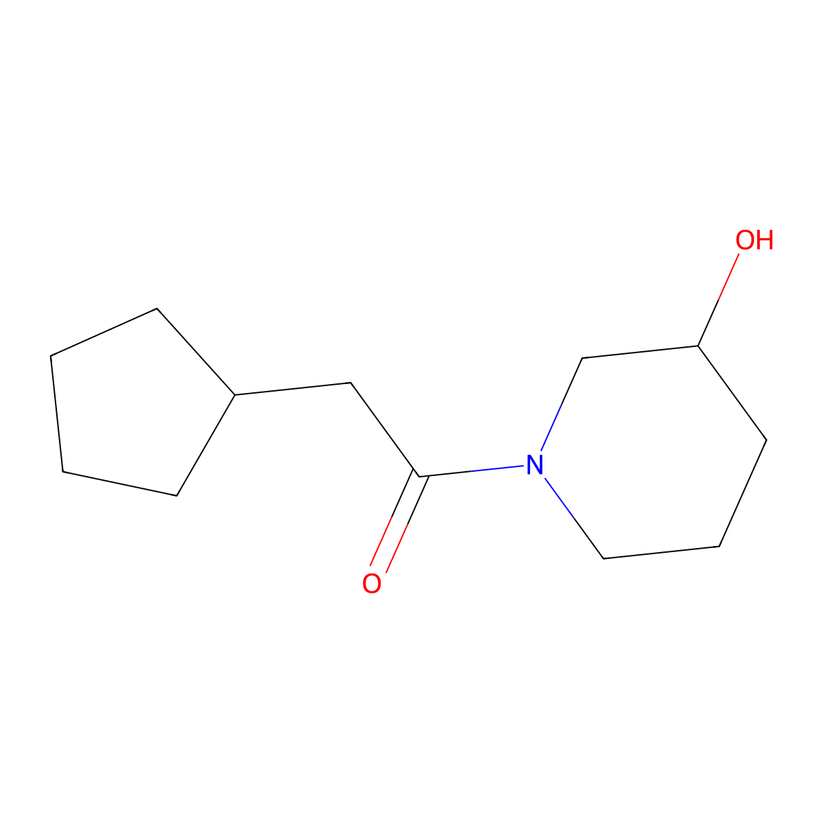2-Cyclopentyl-1-(3-hydroxypiperidin-1-yl)ethan-1-one molecular structure, CAS 1178092-40-4