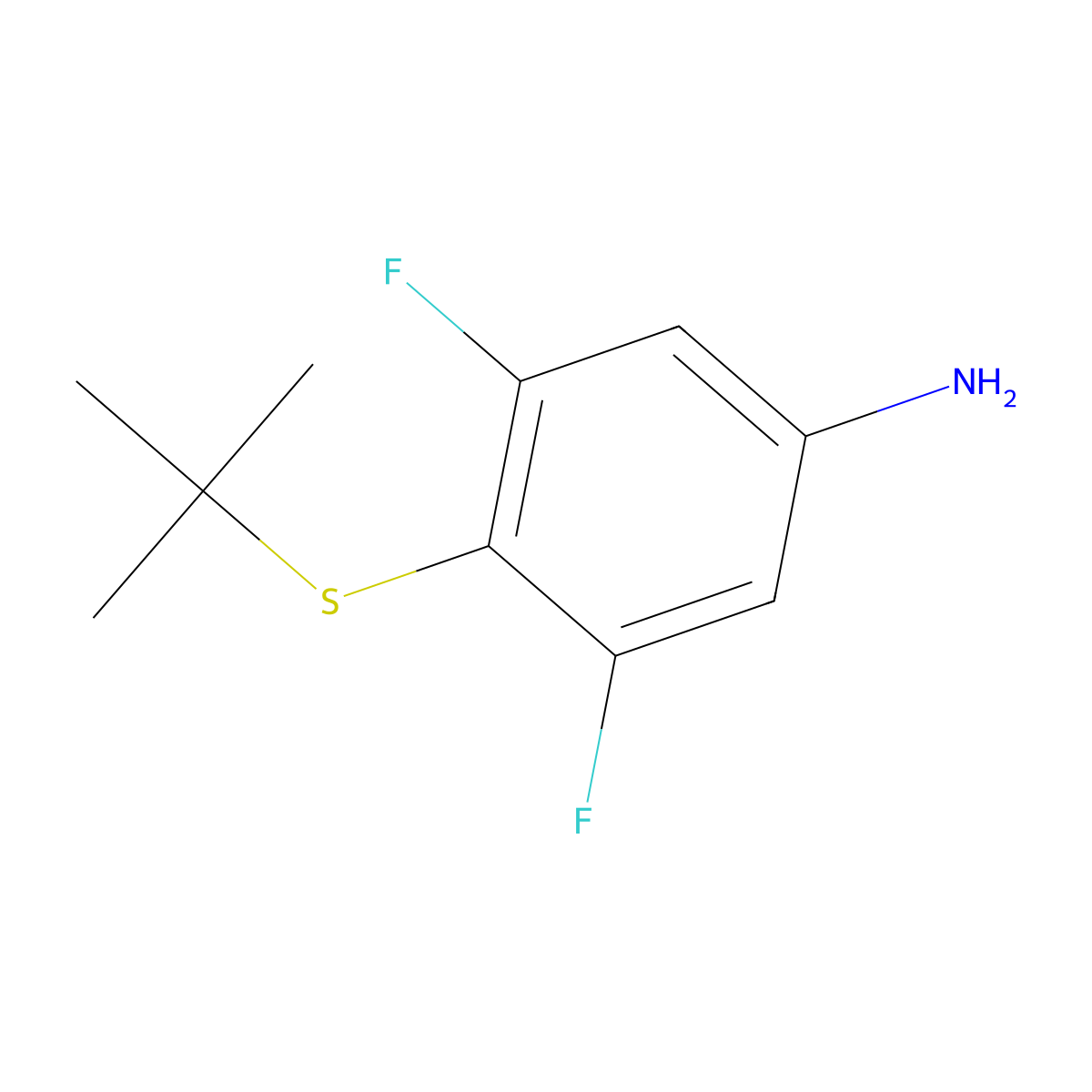 4-(Tert-butylsulfanyl)-3,5-difluoroaniline molecular structure, CAS 1178103-35-9