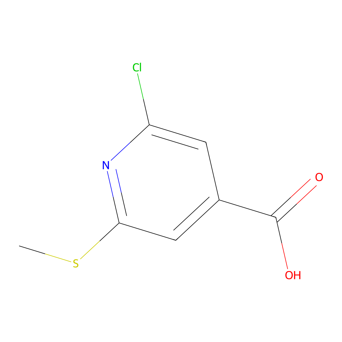 2-Chloro-6-(methylsulfanyl)pyridine-4-carboxylic acid molecular structure, CAS 1178104-55-6
