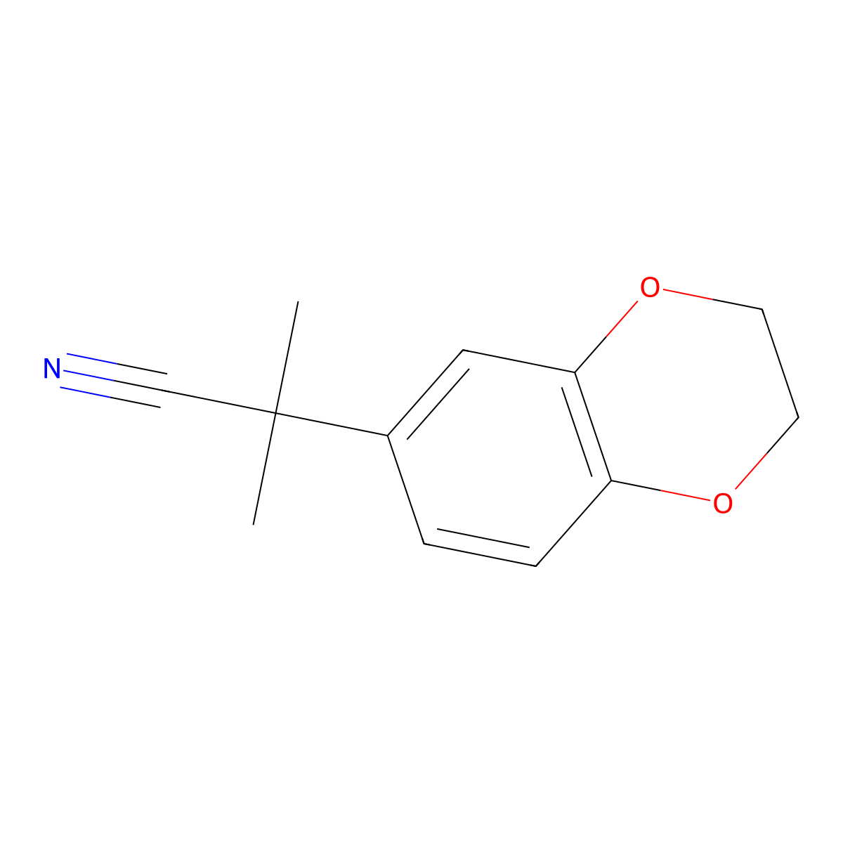 2-(2,3-Dihydrobenzo[b][1,4]dioxin-6-yl)-2-methylpropanenitrile molecular structure, CAS 1178105-52-6