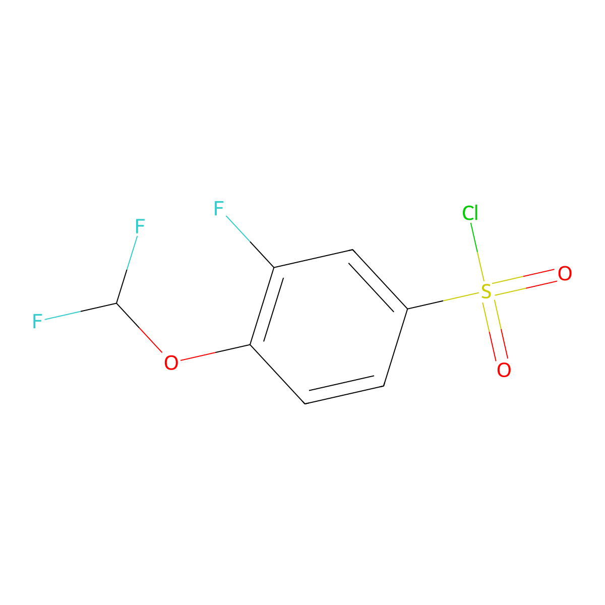 4-(Difluoromethoxy)-3-fluorobenzene-1-sulfonyl chloride molecular structure, CAS 1178111-39-1