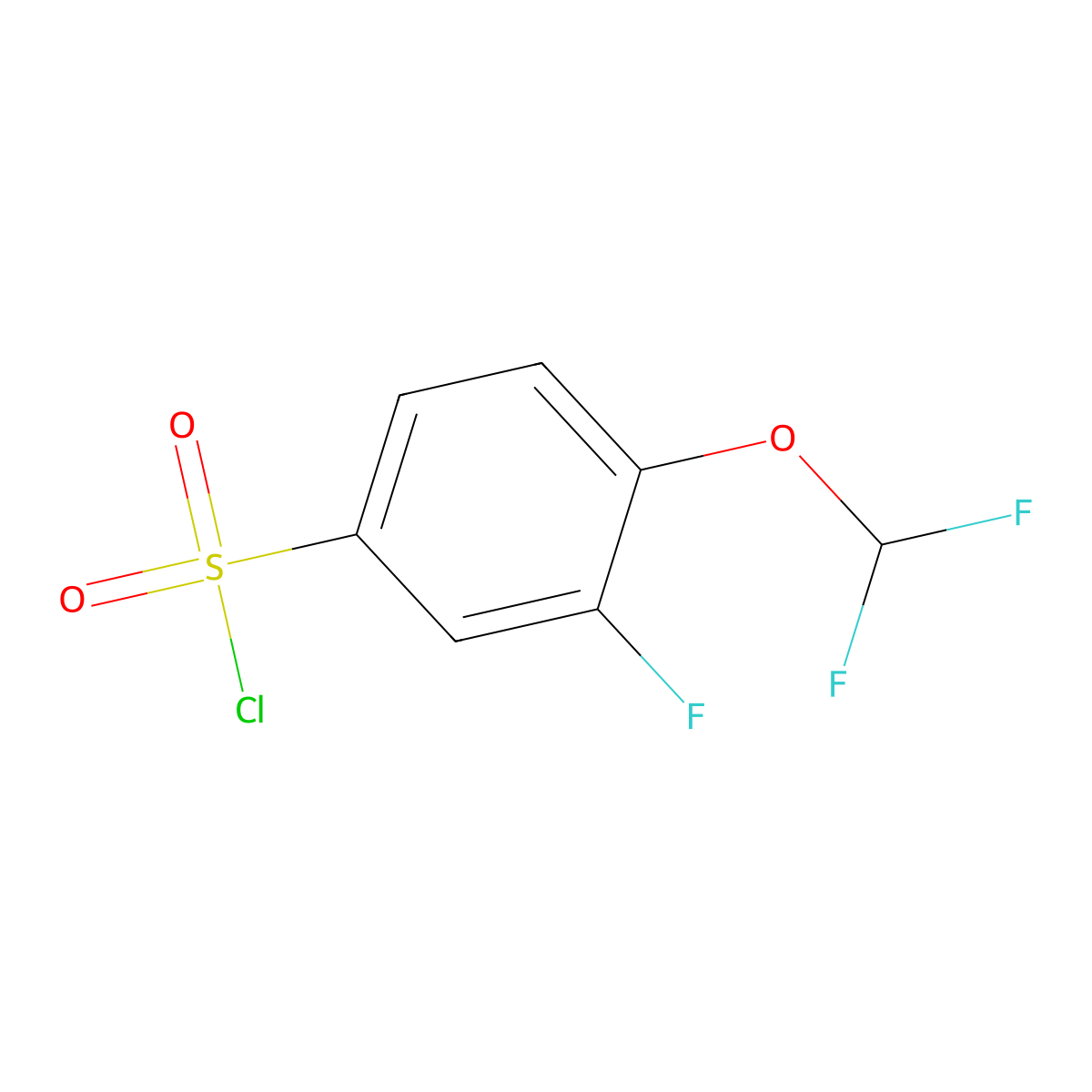 4-(Difluoromethoxy)-3-fluorobenzene-1-sulfonyl chloride molecular structure, CAS 1178111-39-1