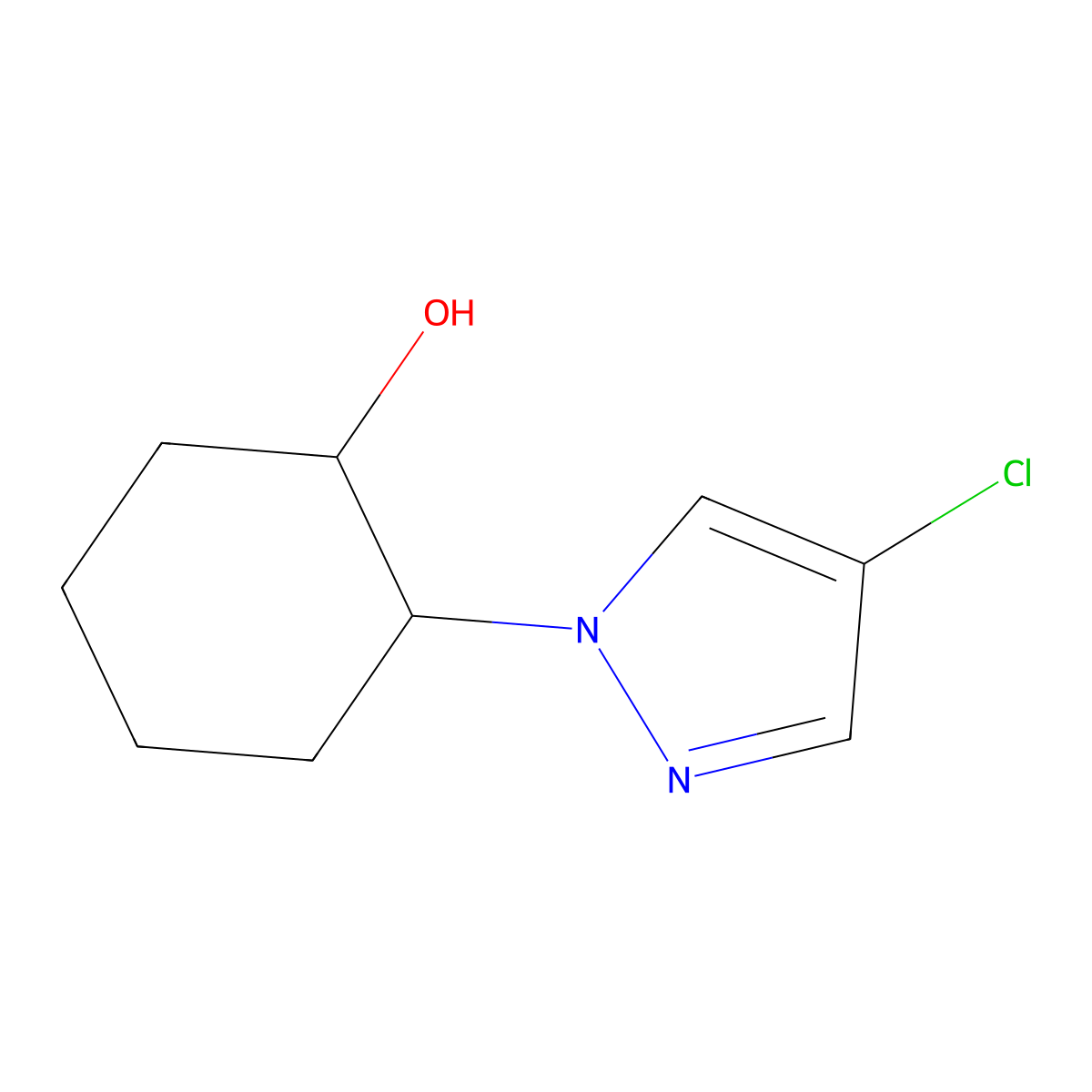 2-(4-chloro-1H-pyrazol-1-yl)cyclohexan-1-ol molecular structure, CAS 1178121-22-6