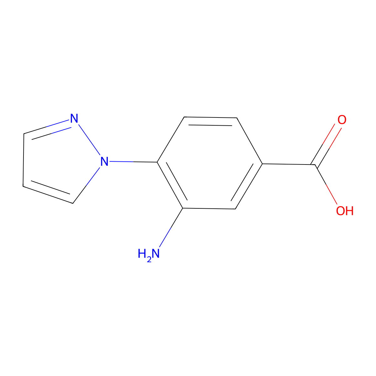 3-Amino-4-(1h-pyrazol-1-yl)benzoic acid molecular structure, CAS 1178121-29-3