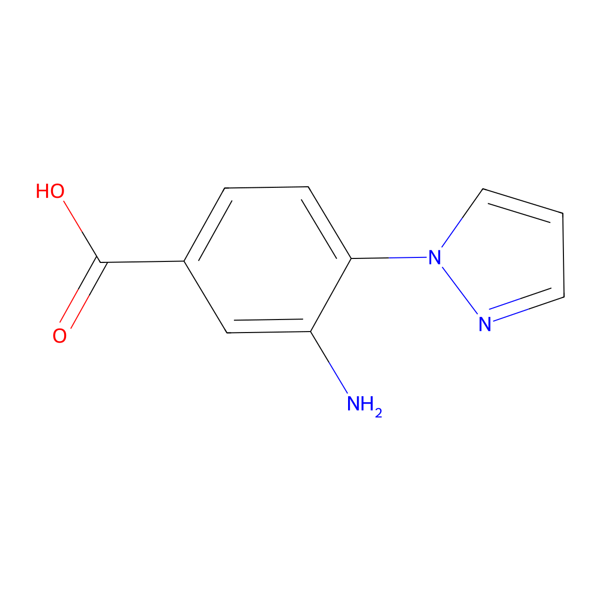 3-Amino-4-(1h-pyrazol-1-yl)benzoic acid molecular structure, CAS 1178121-29-3