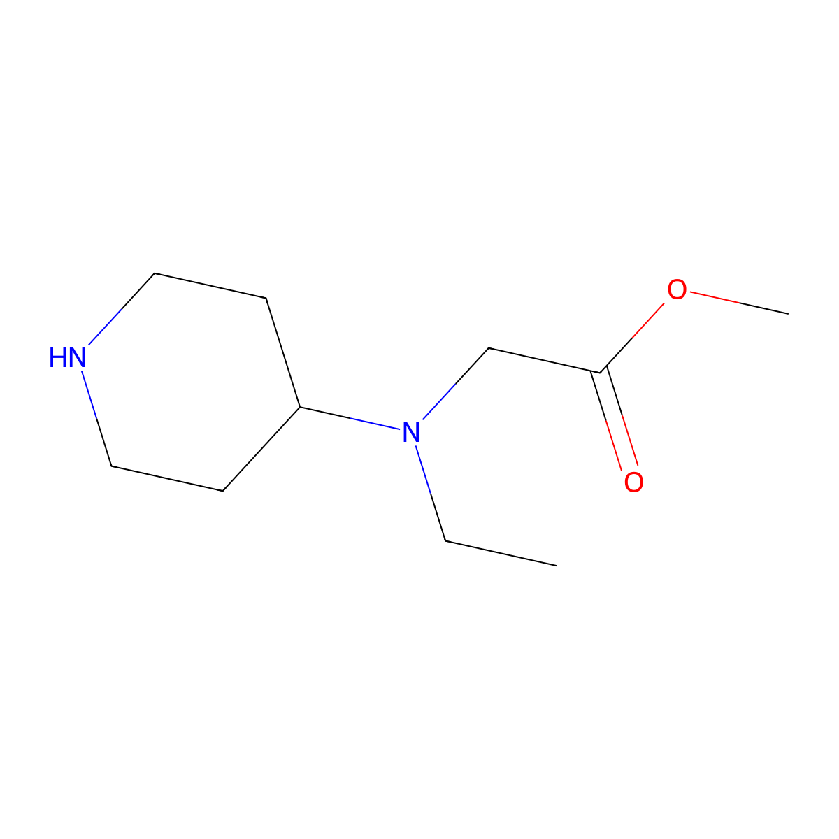 Methyl 2-[ethyl(piperidin-4-yl)amino]acetate molecular structure, CAS 1178135-03-9